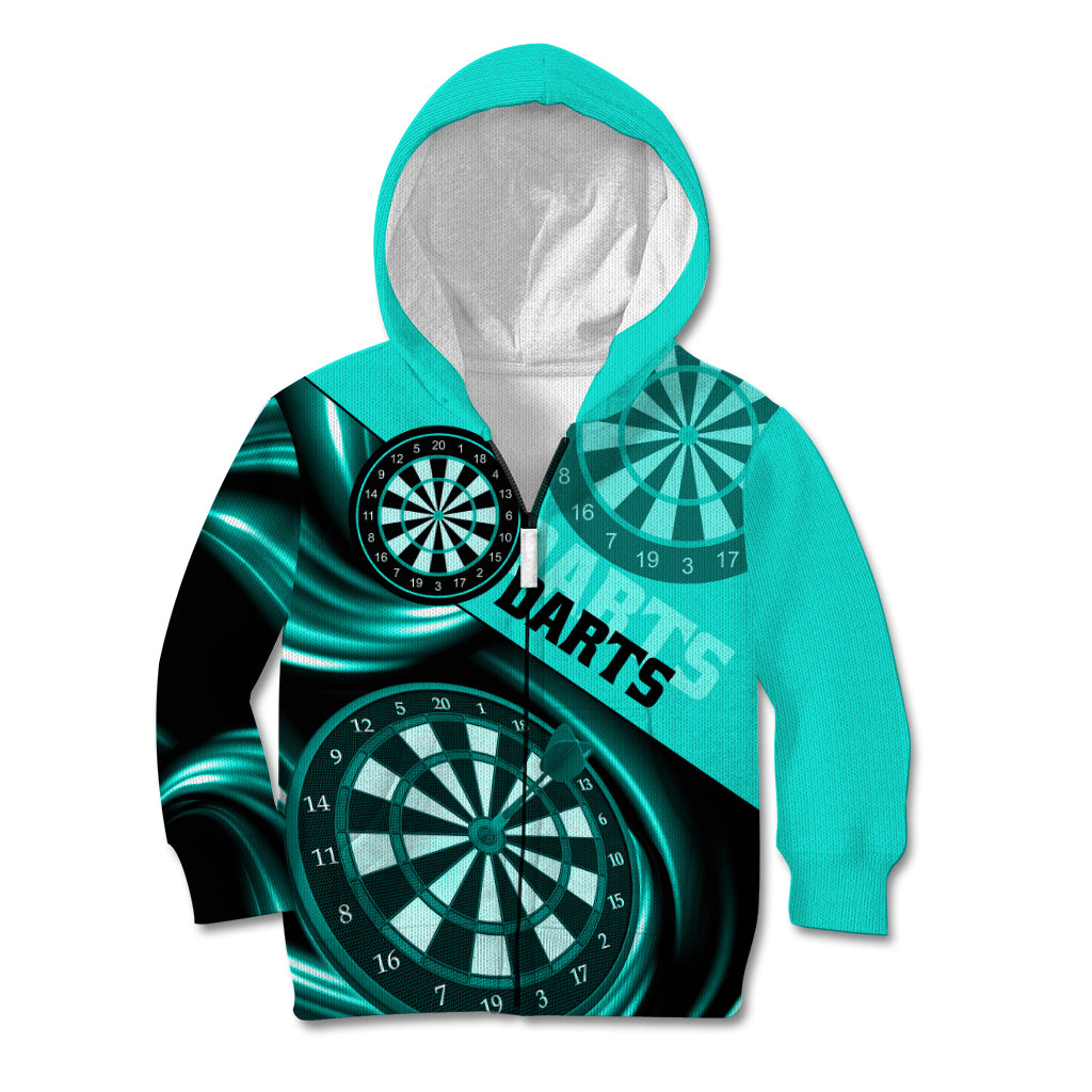 Personalised Darts Kid Hoodie Turquoise Abstract Light - Wonder Print Shop