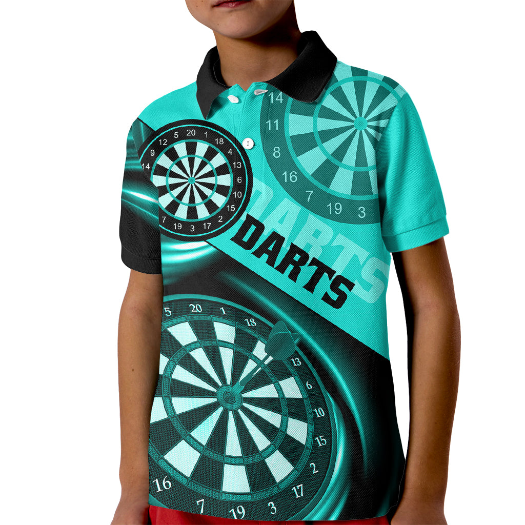 Personalised Darts Kid Polo Shirt Turquoise Abstract Light - Wonder Print Shop