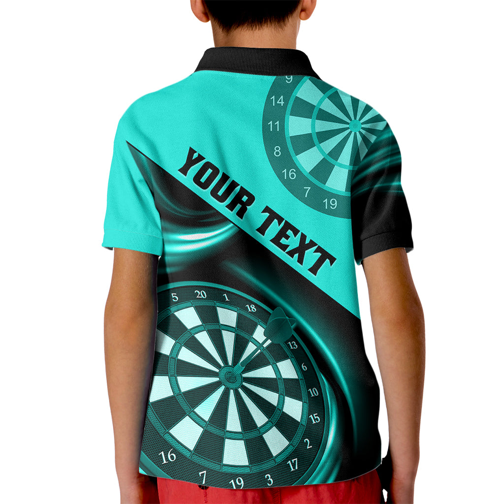 Personalised Darts Kid Polo Shirt Turquoise Abstract Light - Wonder Print Shop