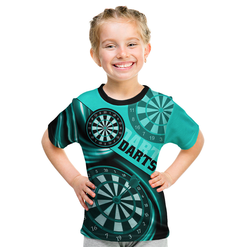 Personalised Darts Kid T Shirt Turquoise Abstract Light - Wonder Print Shop