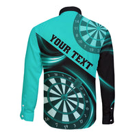 Personalised Darts Long Sleeve Button Shirt Turquoise Abstract Light - Wonder Print Shop