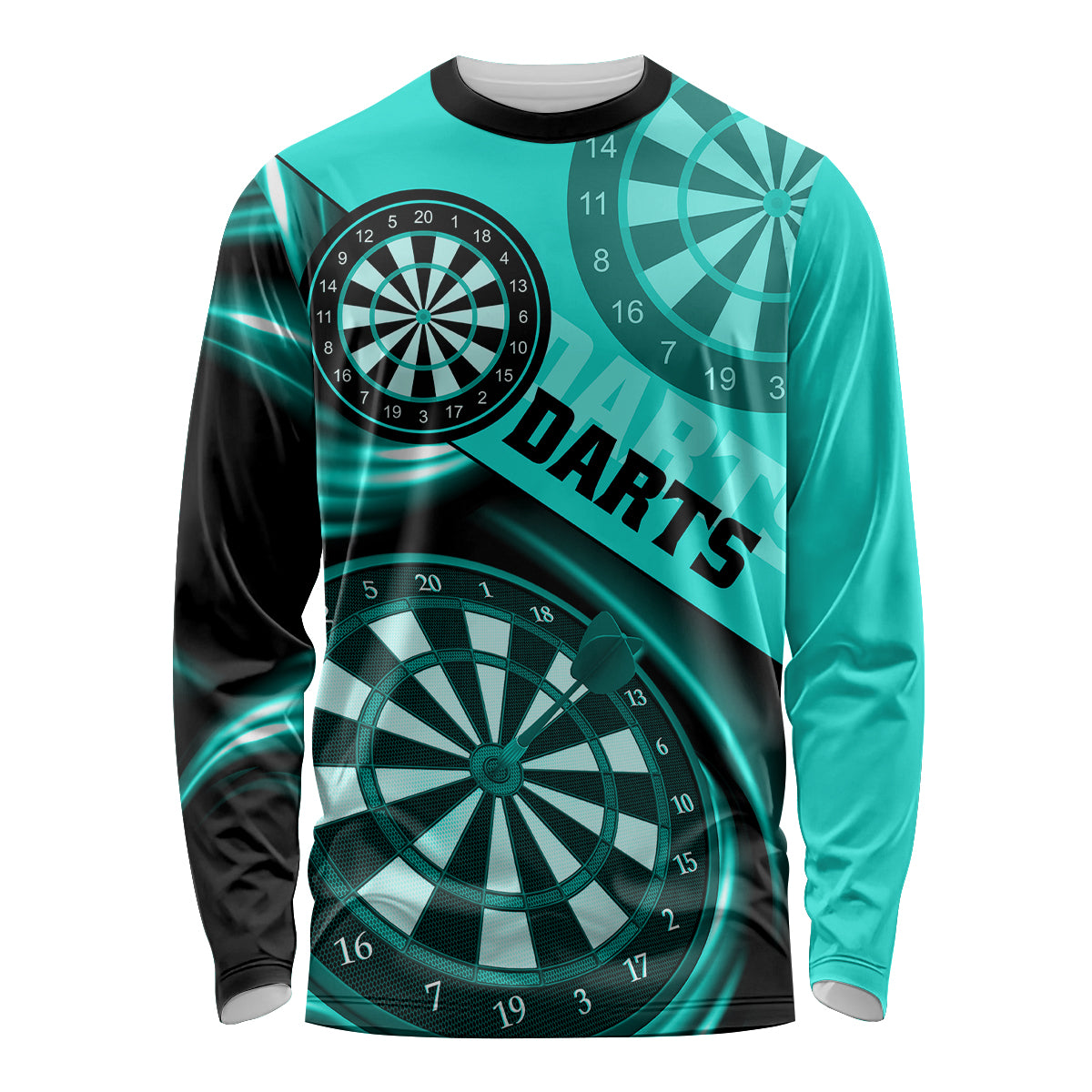 Personalised Darts Long Sleeve Shirt Turquoise Abstract Light - Wonder Print Shop
