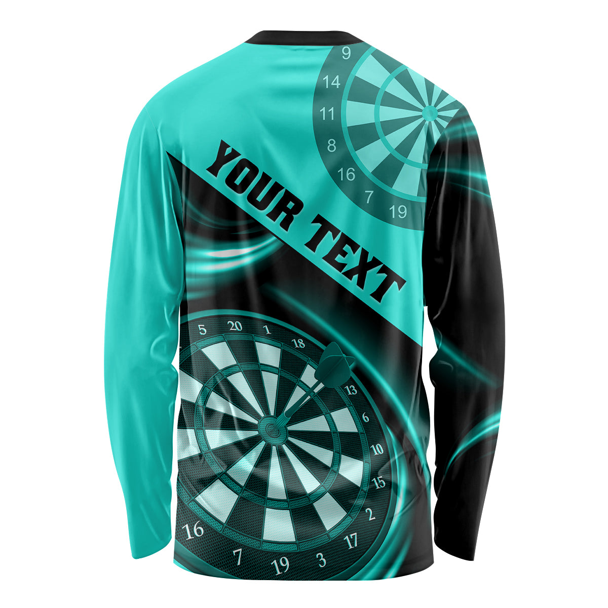 Personalised Darts Long Sleeve Shirt Turquoise Abstract Light - Wonder Print Shop