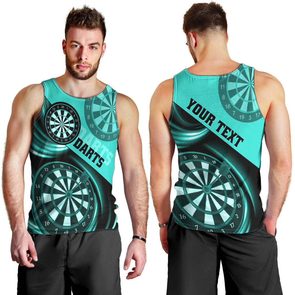 Personalised Darts Men Tank Top Turquoise Abstract Light - Wonder Print Shop