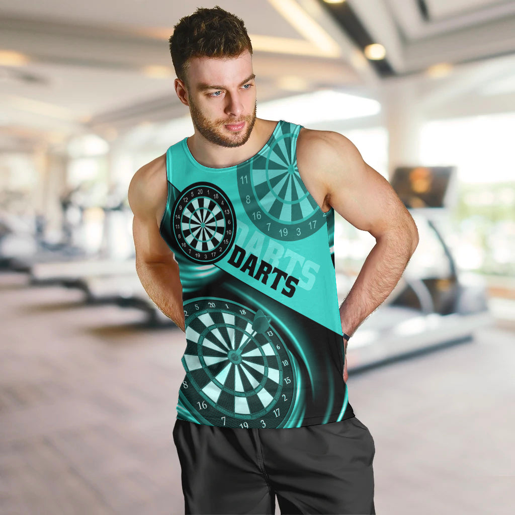Personalised Darts Men Tank Top Turquoise Abstract Light - Wonder Print Shop
