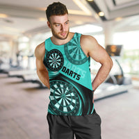 Personalised Darts Men Tank Top Turquoise Abstract Light - Wonder Print Shop