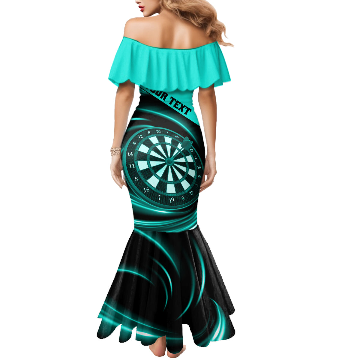 Personalised Darts Mermaid Dress Turquoise Abstract Light - Wonder Print Shop