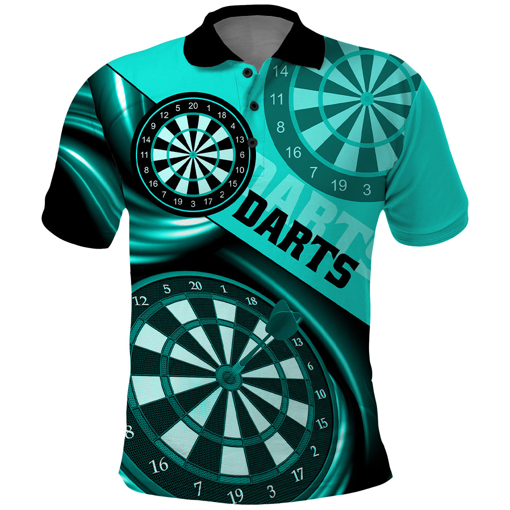 Personalised Darts Polo Shirt Turquoise Abstract Light - Wonder Print Shop