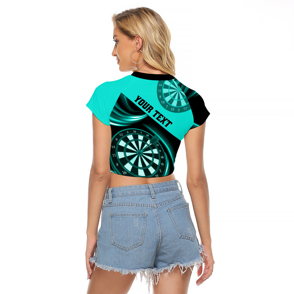 Personalised Darts Raglan Cropped T Shirt Turquoise Abstract Light - Wonder Print Shop