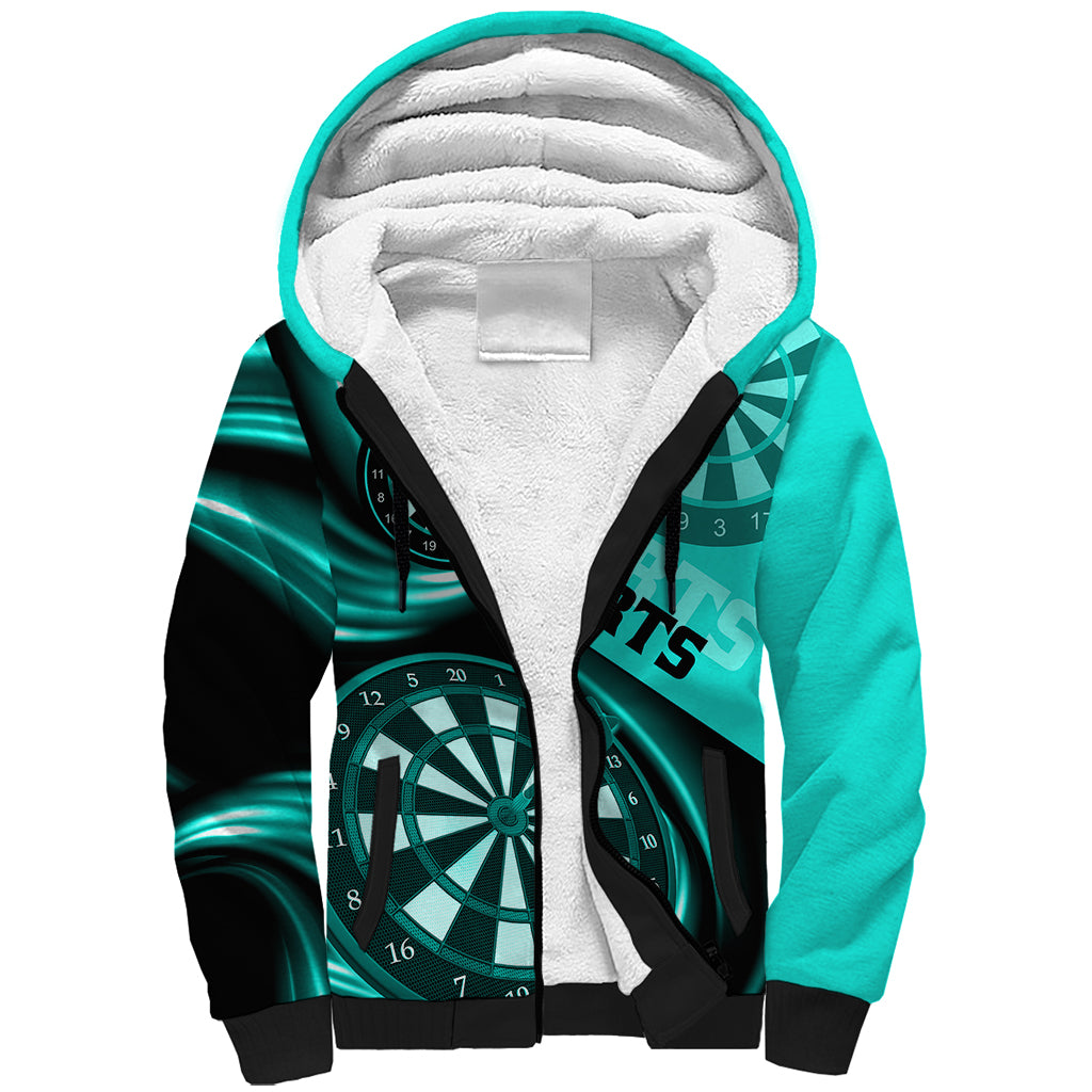 Personalised Darts Sherpa Hoodie Turquoise Abstract Light - Wonder Print Shop