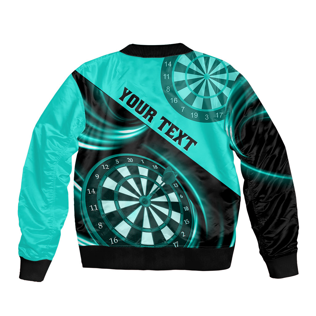 Personalised Darts Sleeve Zip Bomber Jacket Turquoise Abstract Light - Wonder Print Shop