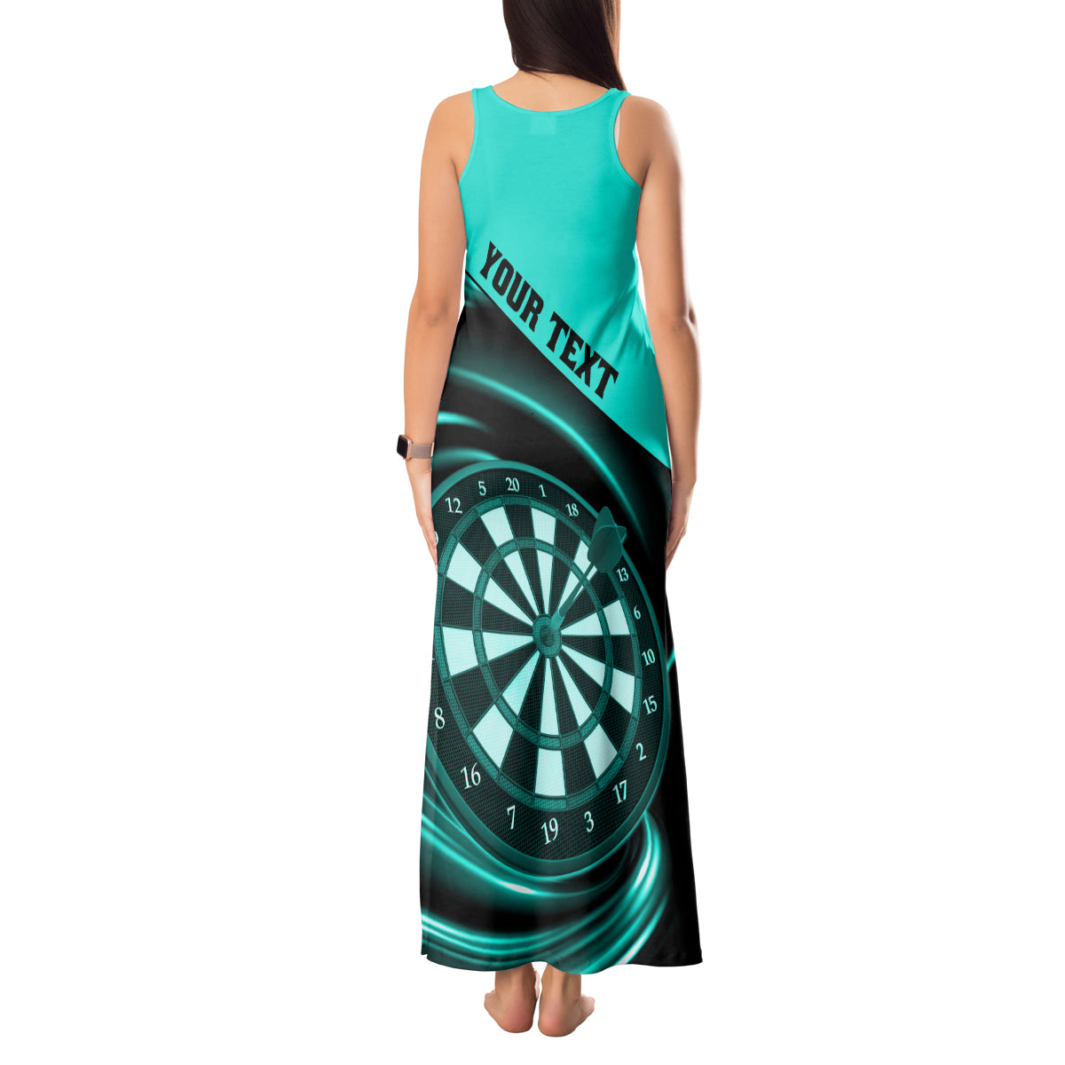 Personalised Darts Tank Maxi Dress Turquoise Abstract Light - Wonder Print Shop