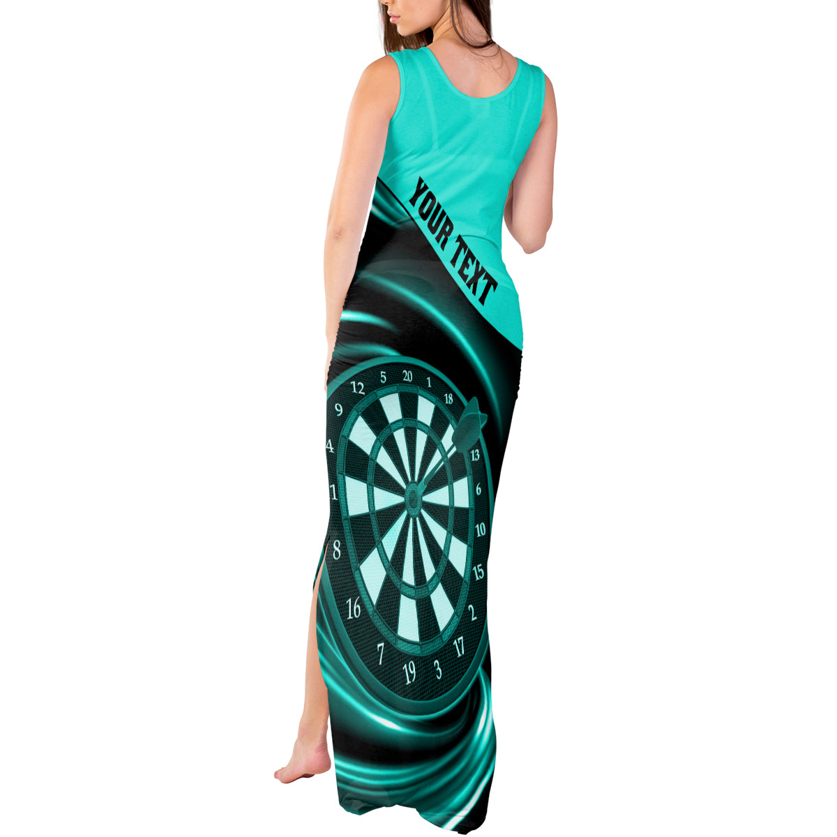 Personalised Darts Tank Maxi Dress Turquoise Abstract Light - Wonder Print Shop