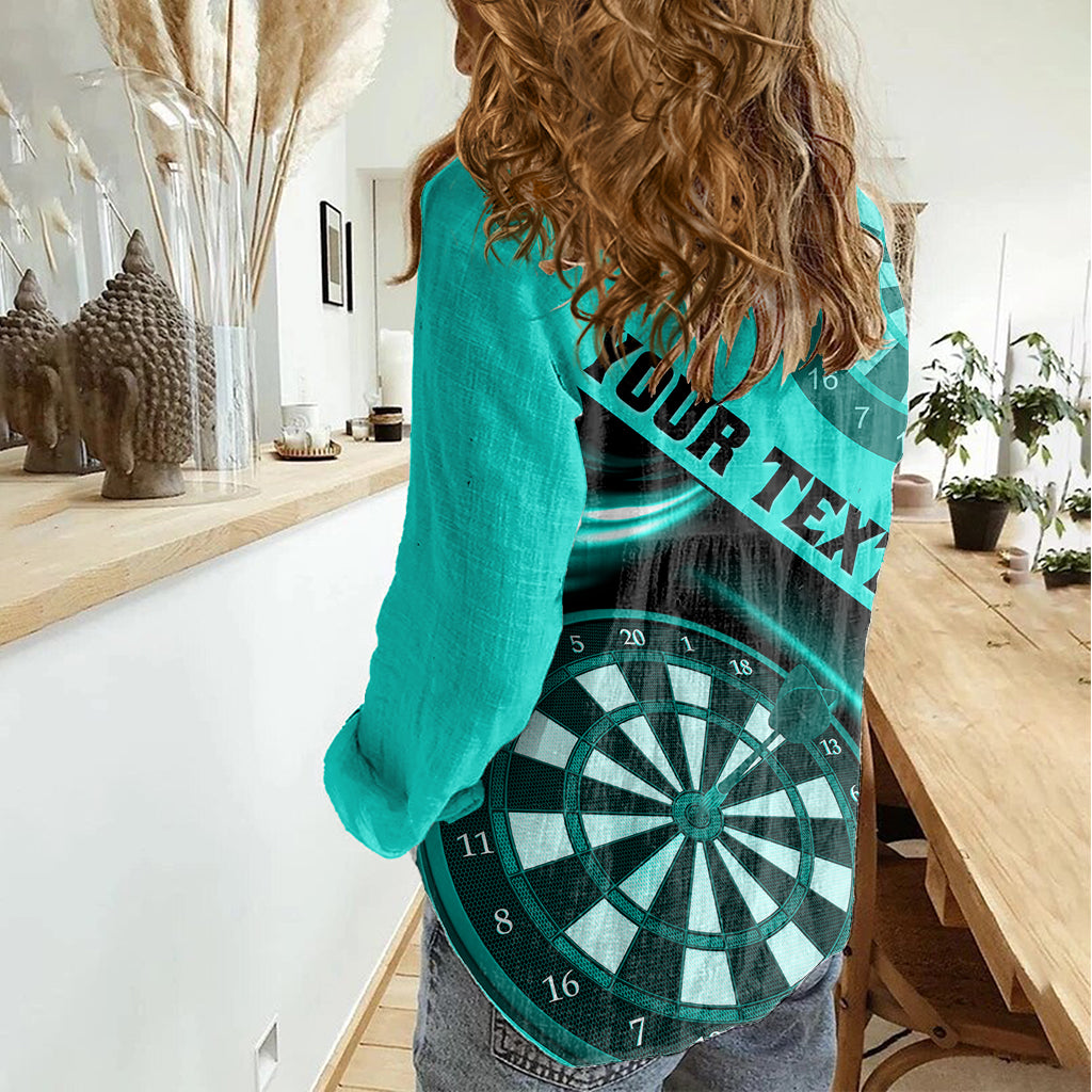 Personalised Darts Women Casual Shirt Turquoise Abstract Light - Wonder Print Shop