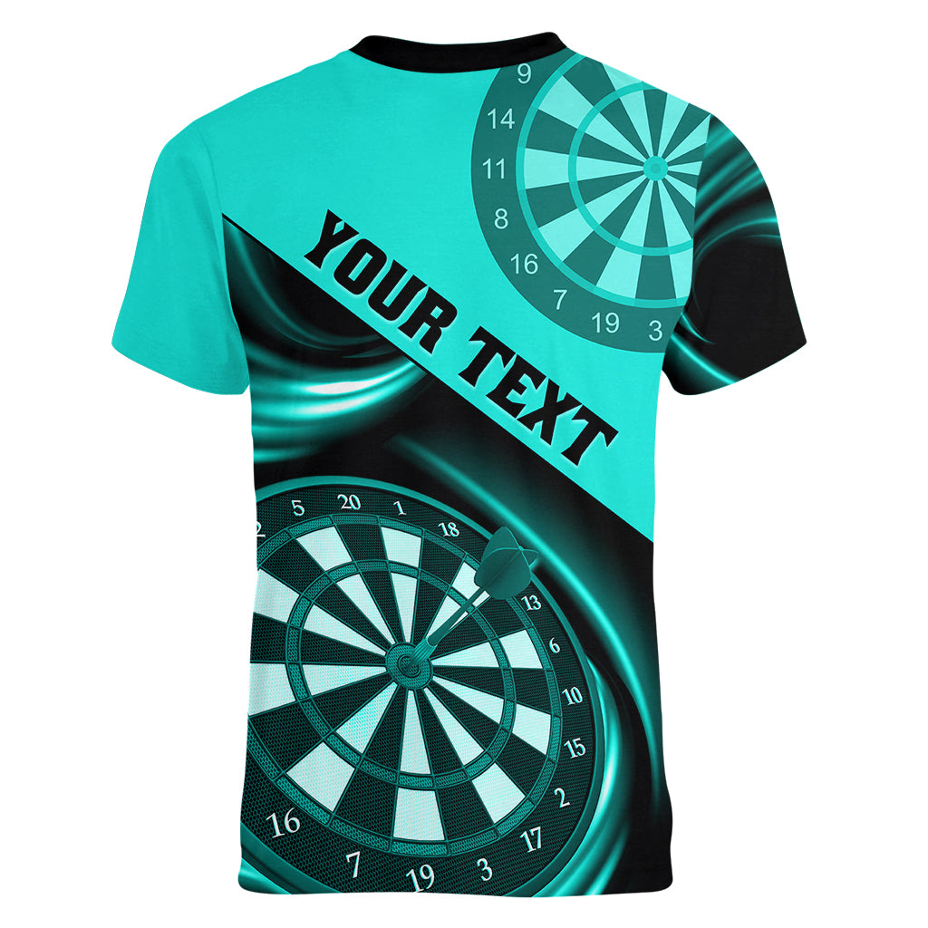 Personalised Darts Women V Neck T Shirt Turquoise Abstract Light - Wonder Print Shop