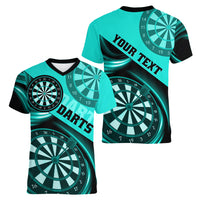 Personalised Darts Women V Neck T Shirt Turquoise Abstract Light - Wonder Print Shop