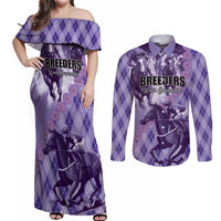 Personalized Breeders Horse Racing Couples Matching Off Shoulder Maxi Dress and Long Sleeve Button Shirt World Horse Racing Championships - Wonder Print Shop