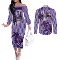 Personalized Breeders Horse Racing Couples Matching Off The Shoulder Long Sleeve Dress and Long Sleeve Button Shirt World Horse Racing Championships - Wonder Print Shop