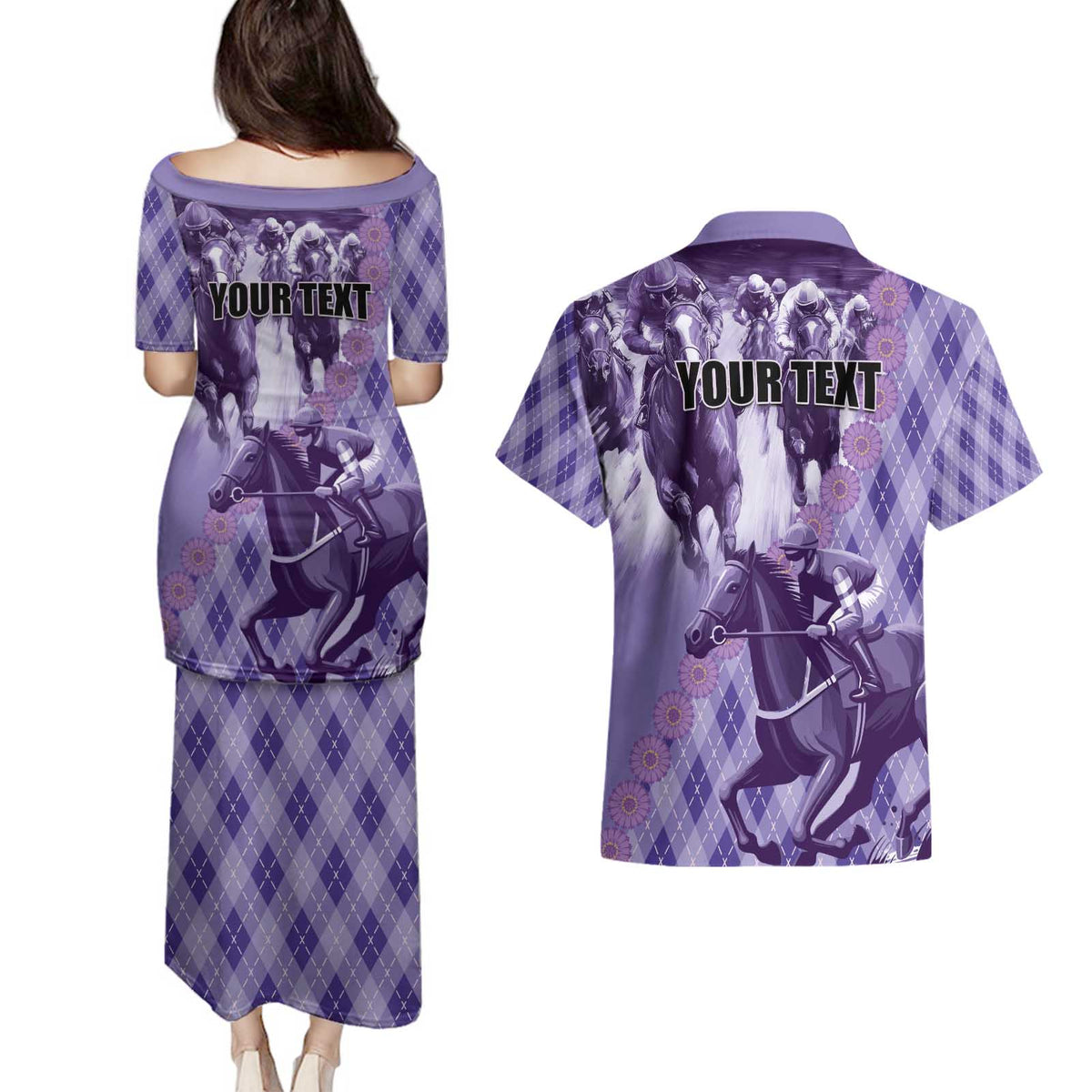 Personalized Breeders Horse Racing Couples Matching Puletasi and Hawaiian Shirt World Horse Racing Championships - Wonder Print Shop