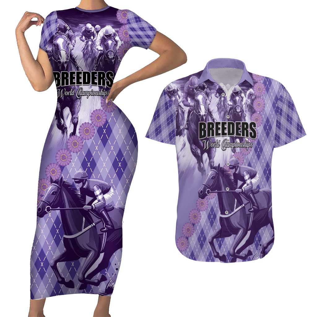 Personalized Breeders Horse Racing Couples Matching Short Sleeve Bodycon Dress and Hawaiian Shirt World Horse Racing Championships - Wonder Print Shop