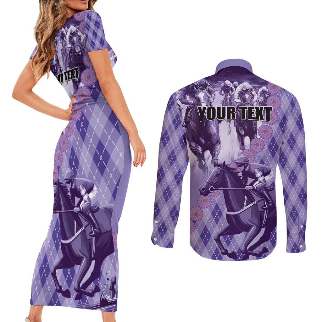 Personalized Breeders Horse Racing Couples Matching Short Sleeve Bodycon Dress and Long Sleeve Button Shirt World Horse Racing Championships - Wonder Print Shop