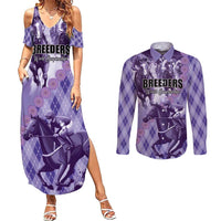 Personalized Breeders Horse Racing Couples Matching Summer Maxi Dress and Long Sleeve Button Shirt World Horse Racing Championships - Wonder Print Shop
