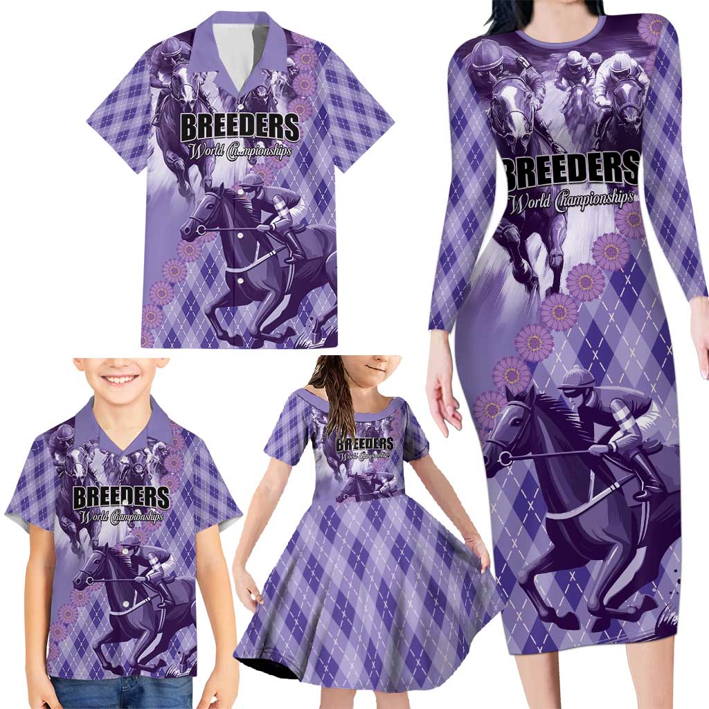 Personalized Breeders Horse Racing Family Matching Long Sleeve Bodycon Dress and Hawaiian Shirt World Horse Racing Championships - Wonder Print Shop