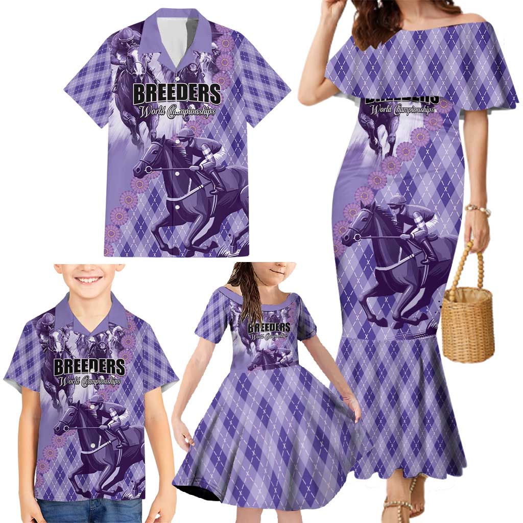 Personalized Breeders Horse Racing Family Matching Mermaid Dress and Hawaiian Shirt World Horse Racing Championships - Wonder Print Shop