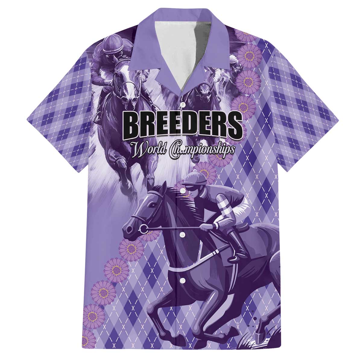 Personalized Breeders Horse Racing Family Matching Off The Shoulder Long Sleeve Dress and Hawaiian Shirt World Horse Racing Championships - Wonder Print Shop