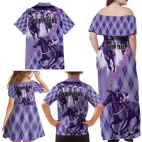 Personalized Breeders Horse Racing Family Matching Off Shoulder Maxi Dress and Hawaiian Shirt World Horse Racing Championships - Wonder Print Shop