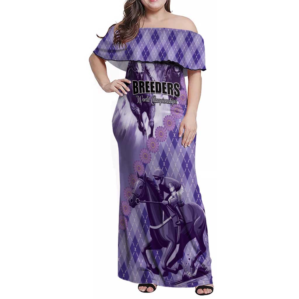 Personalized Breeders Horse Racing Family Matching Off Shoulder Maxi Dress and Hawaiian Shirt World Horse Racing Championships - Wonder Print Shop
