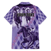 Personalized Breeders Horse Racing Family Matching Off Shoulder Short Dress and Hawaiian Shirt World Horse Racing Championships - Wonder Print Shop