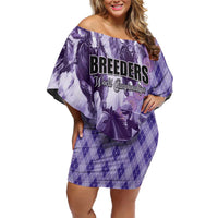 Personalized Breeders Horse Racing Family Matching Off Shoulder Short Dress and Hawaiian Shirt World Horse Racing Championships - Wonder Print Shop