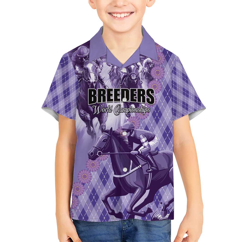 Personalized Breeders Horse Racing Family Matching Off Shoulder Short Dress and Hawaiian Shirt World Horse Racing Championships - Wonder Print Shop