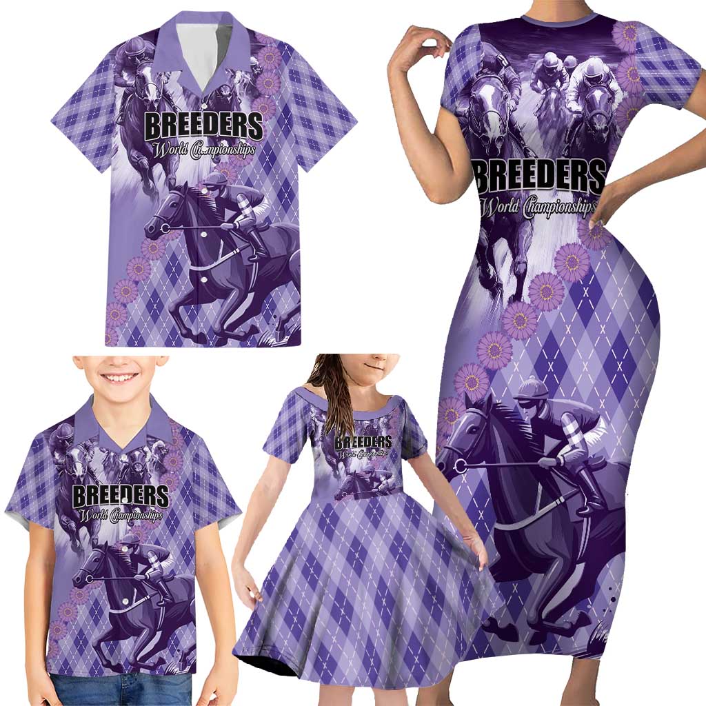 Personalized Breeders Horse Racing Family Matching Short Sleeve Bodycon Dress and Hawaiian Shirt World Horse Racing Championships - Wonder Print Shop