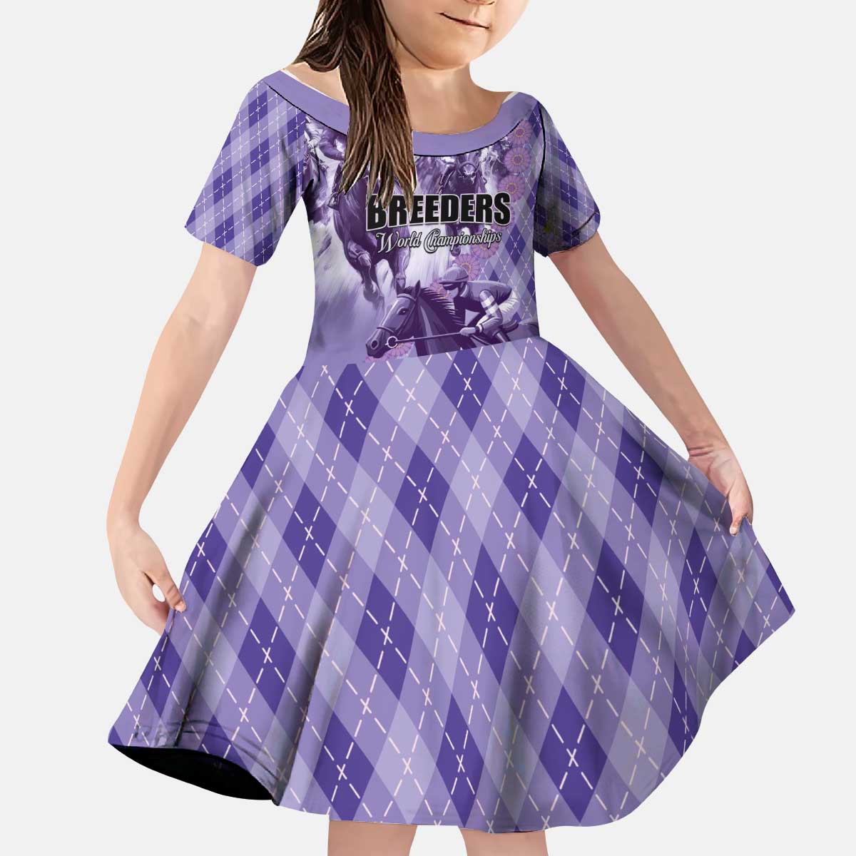 Personalized Breeders Horse Racing Kid Short Sleeve Dress World Horse Racing Championships - Wonder Print Shop