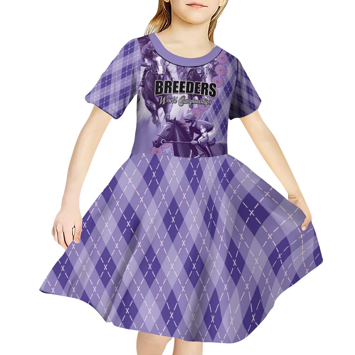 Personalized Breeders Horse Racing Kid Short Sleeve Dress World Horse Racing Championships - Wonder Print Shop