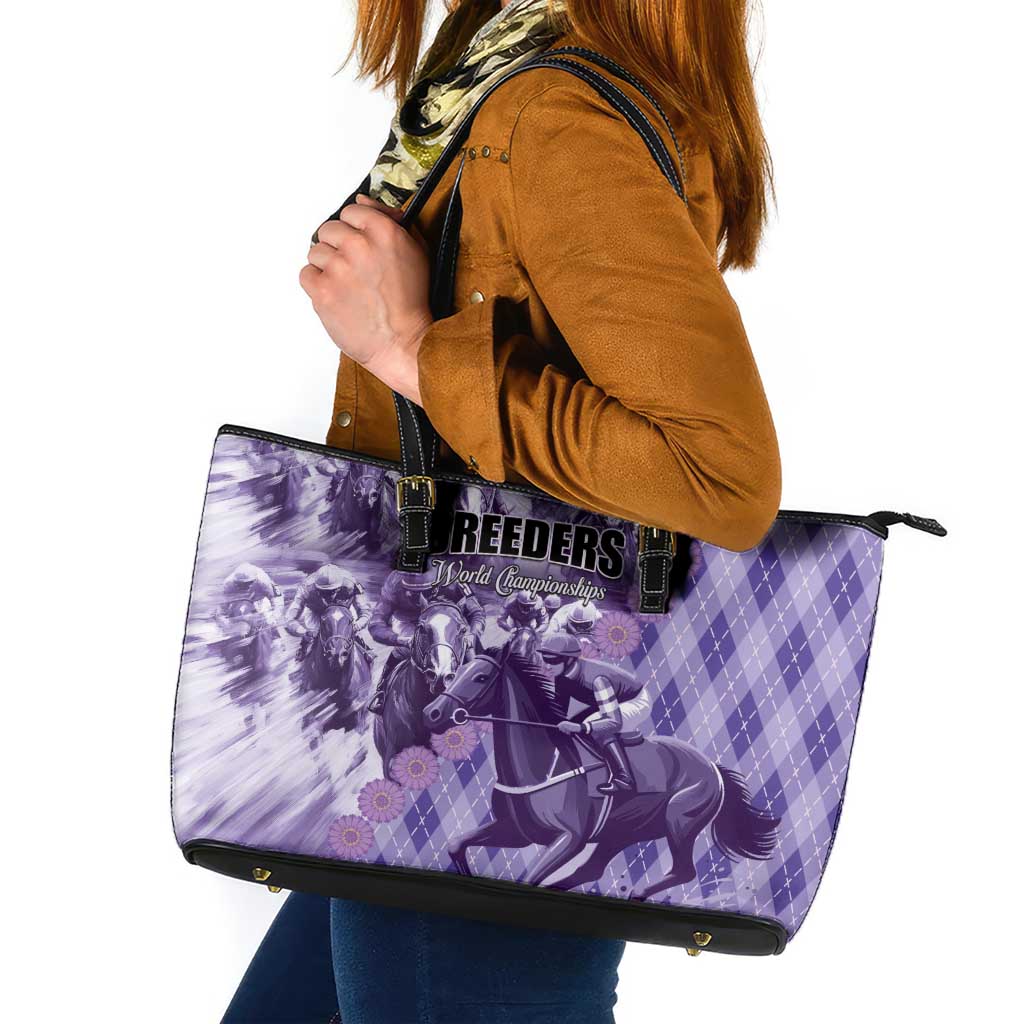 Breeders Horse Racing Leather Tote Bag World Horse Racing Championships - Wonder Print Shop