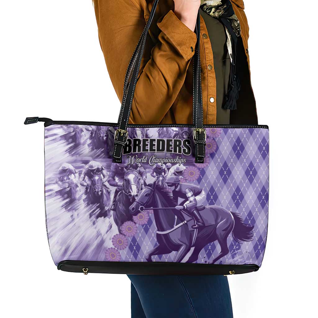 Breeders Horse Racing Leather Tote Bag World Horse Racing Championships - Wonder Print Shop