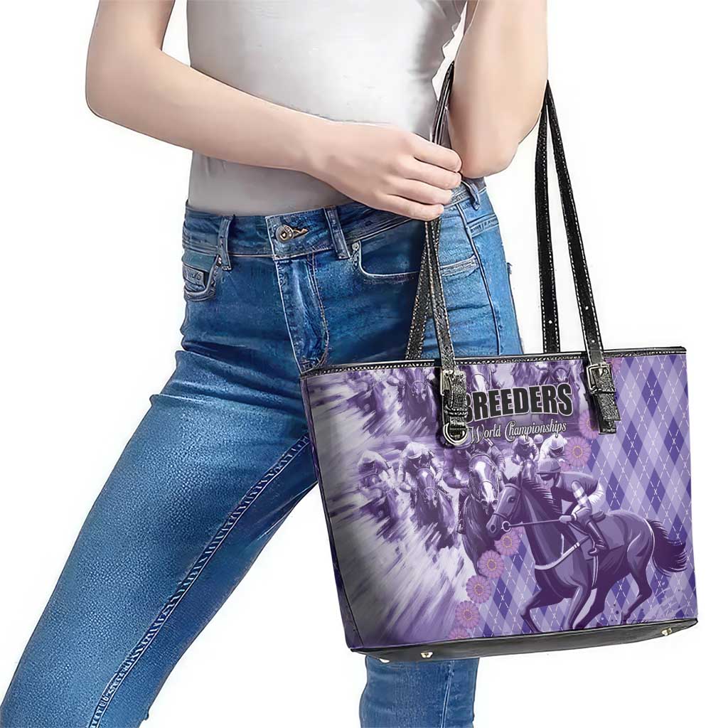 Breeders Horse Racing Leather Tote Bag World Horse Racing Championships - Wonder Print Shop