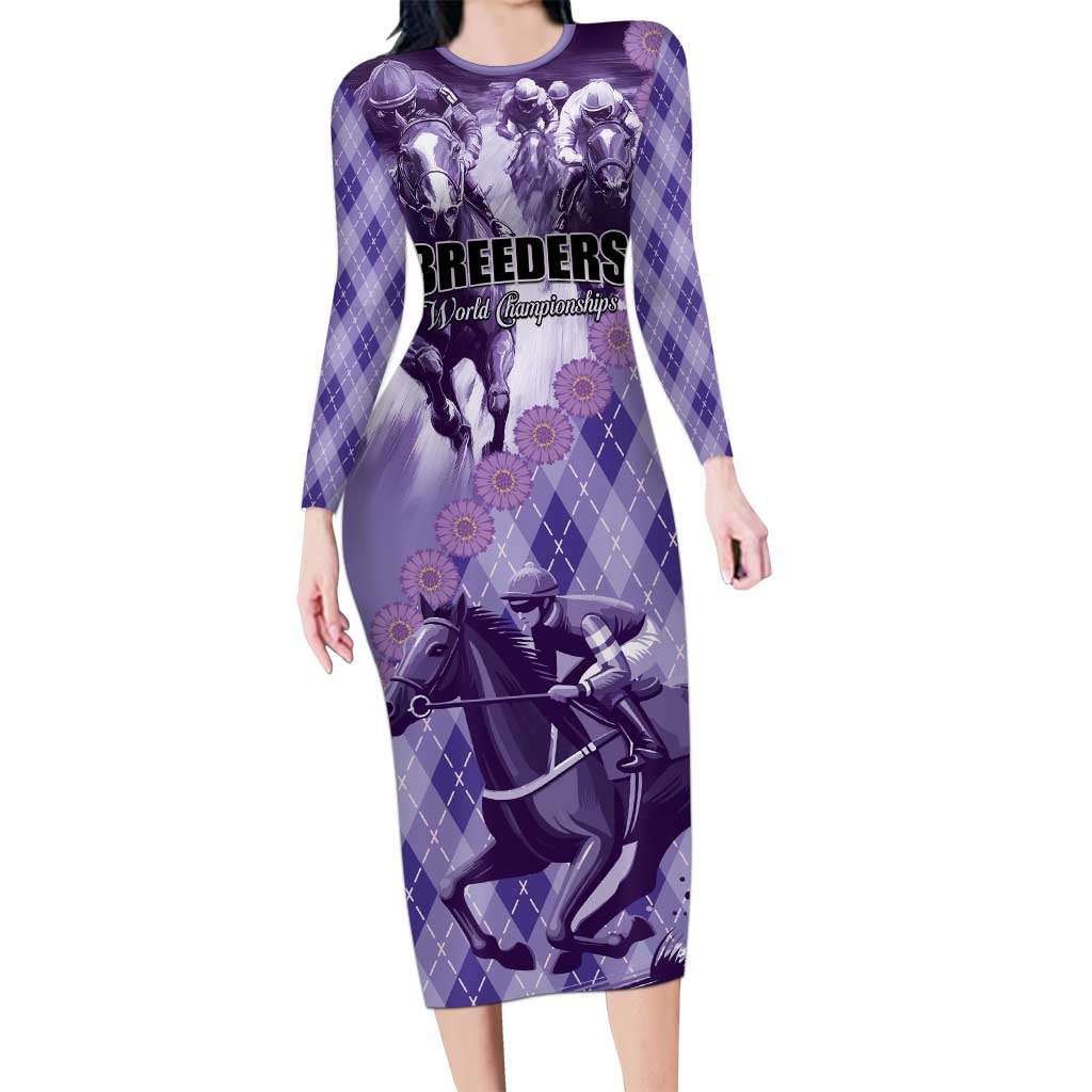 Personalized Breeders Horse Racing Long Sleeve Bodycon Dress World Horse Racing Championships - Wonder Print Shop