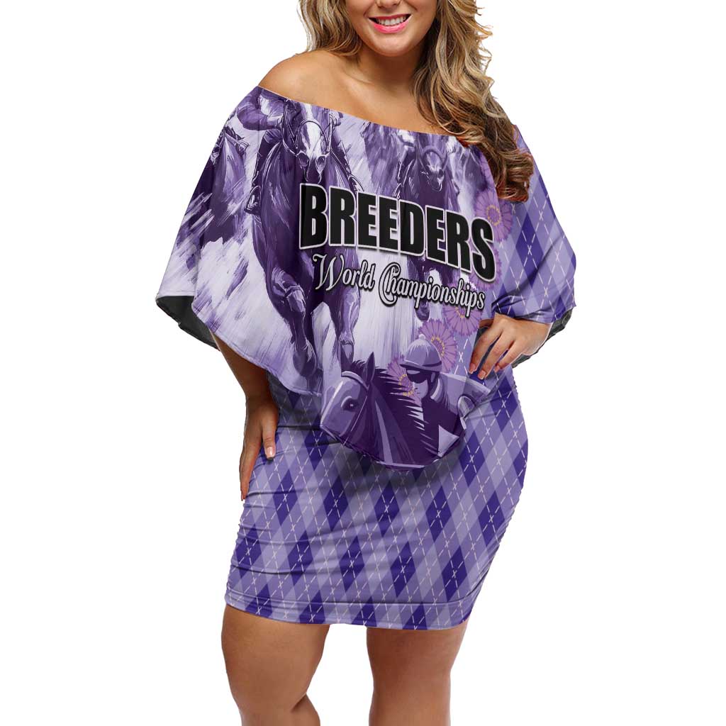 Personalized Breeders Horse Racing Off Shoulder Short Dress World Horse Racing Championships - Wonder Print Shop