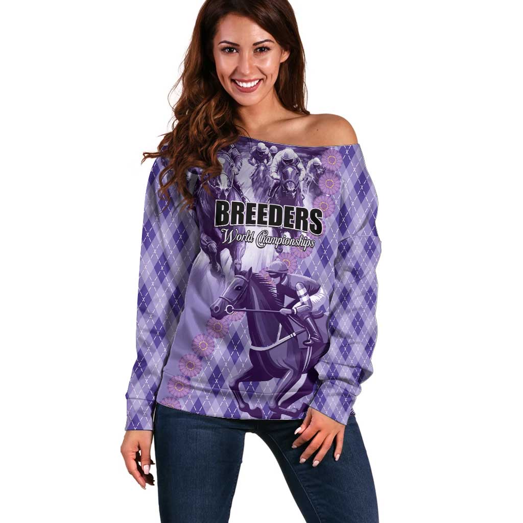 Personalized Breeders Horse Racing Off Shoulder Sweater World Horse Racing Championships - Wonder Print Shop