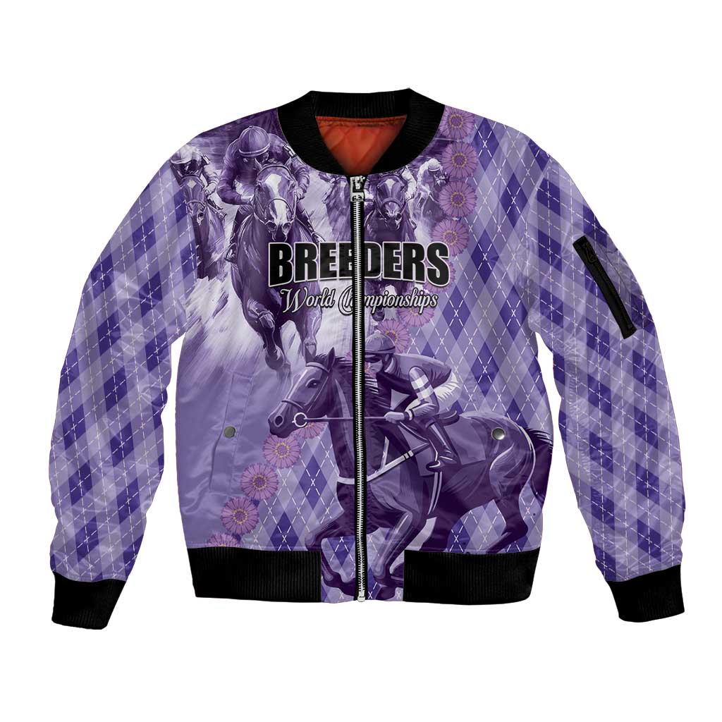 Personalized Breeders Horse Racing Sleeve Zip Bomber Jacket World Horse Racing Championships - Wonder Print Shop