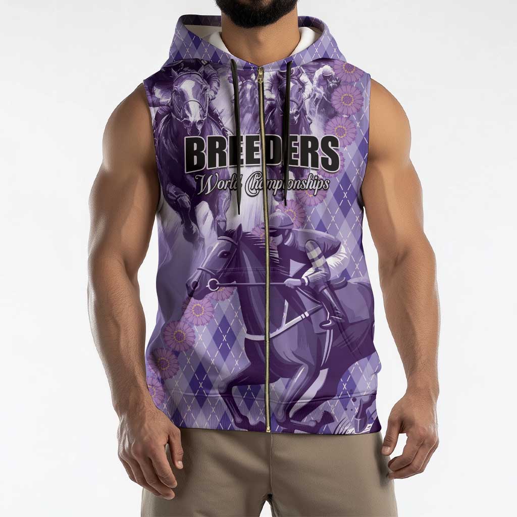 Personalized Breeders Horse Racing Sleeveless Zip Hoodie World Horse Racing Championships - Wonder Print Shop