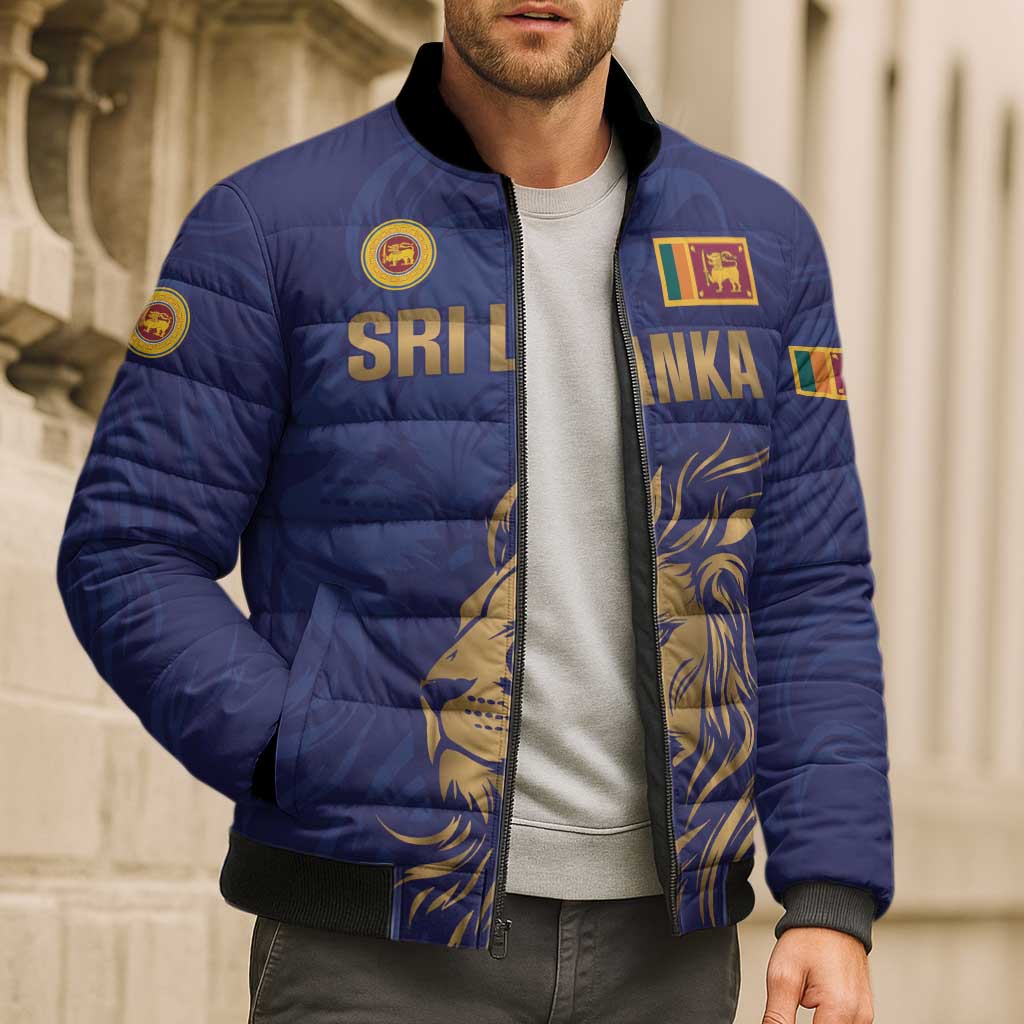 Custom Sri Lanka Cricket Bomber Puffer Jacket The Lions Go Champions - Wonder Print Shop