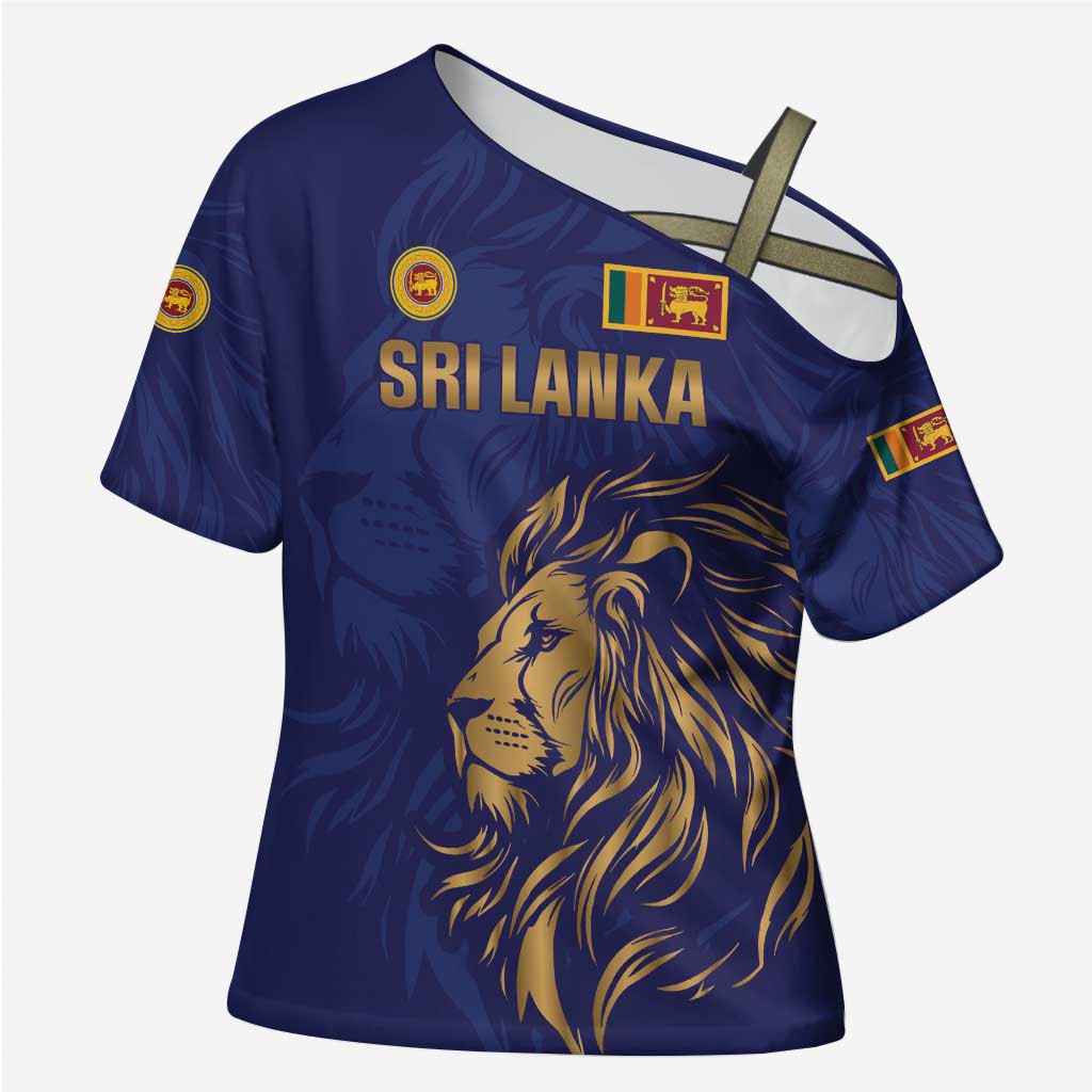 Custom Sri Lanka Cricket Cross Shoulder Shirt The Lions Go Champions - Wonder Print Shop