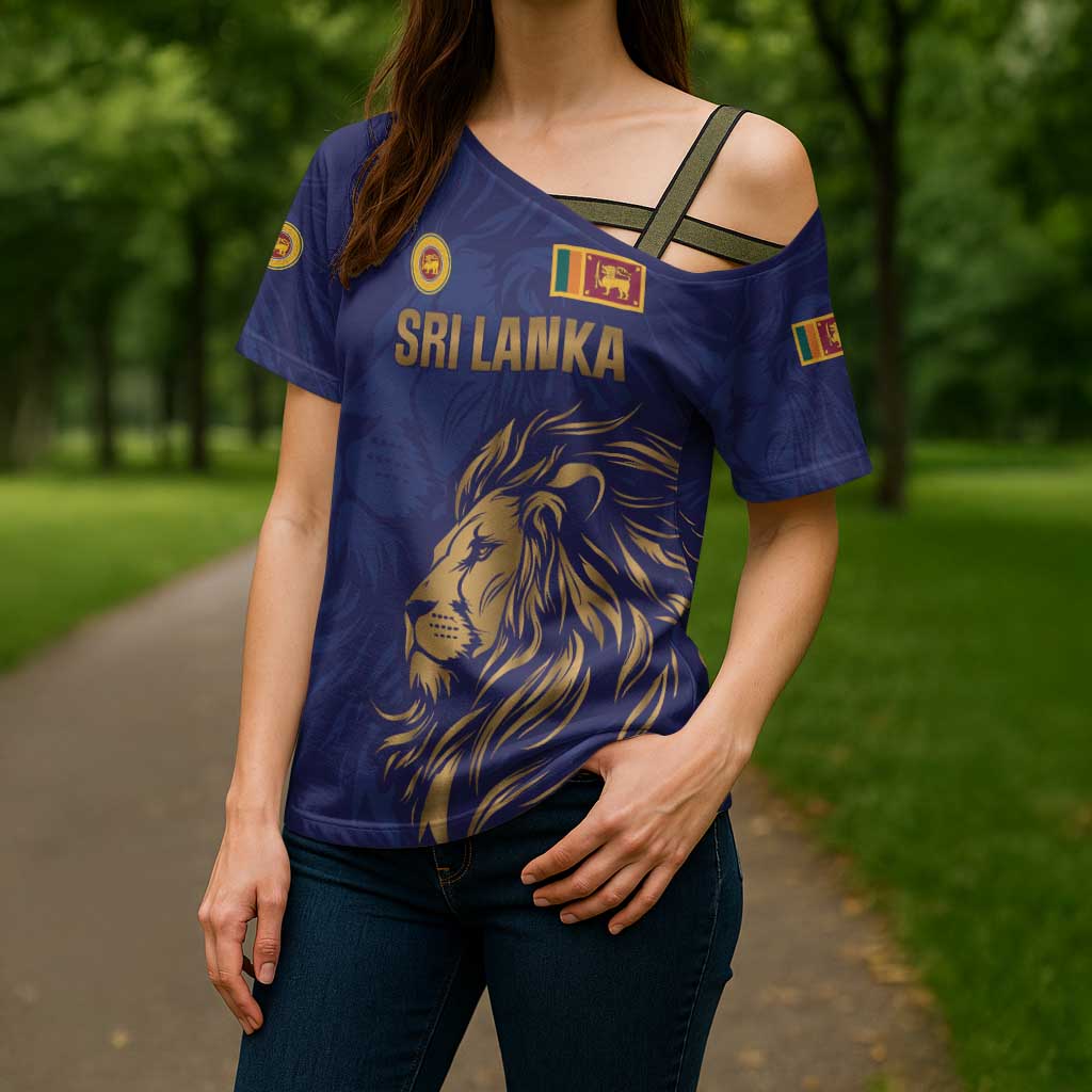 Custom Sri Lanka Cricket Cross Shoulder Shirt The Lions Go Champions - Wonder Print Shop