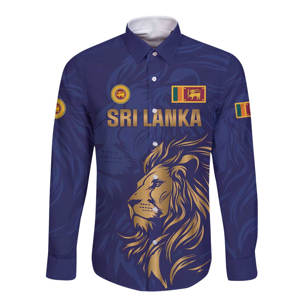 Custom Sri Lanka Cricket Long Sleeve Button Shirt The Lions Go Champions - Wonder Print Shop