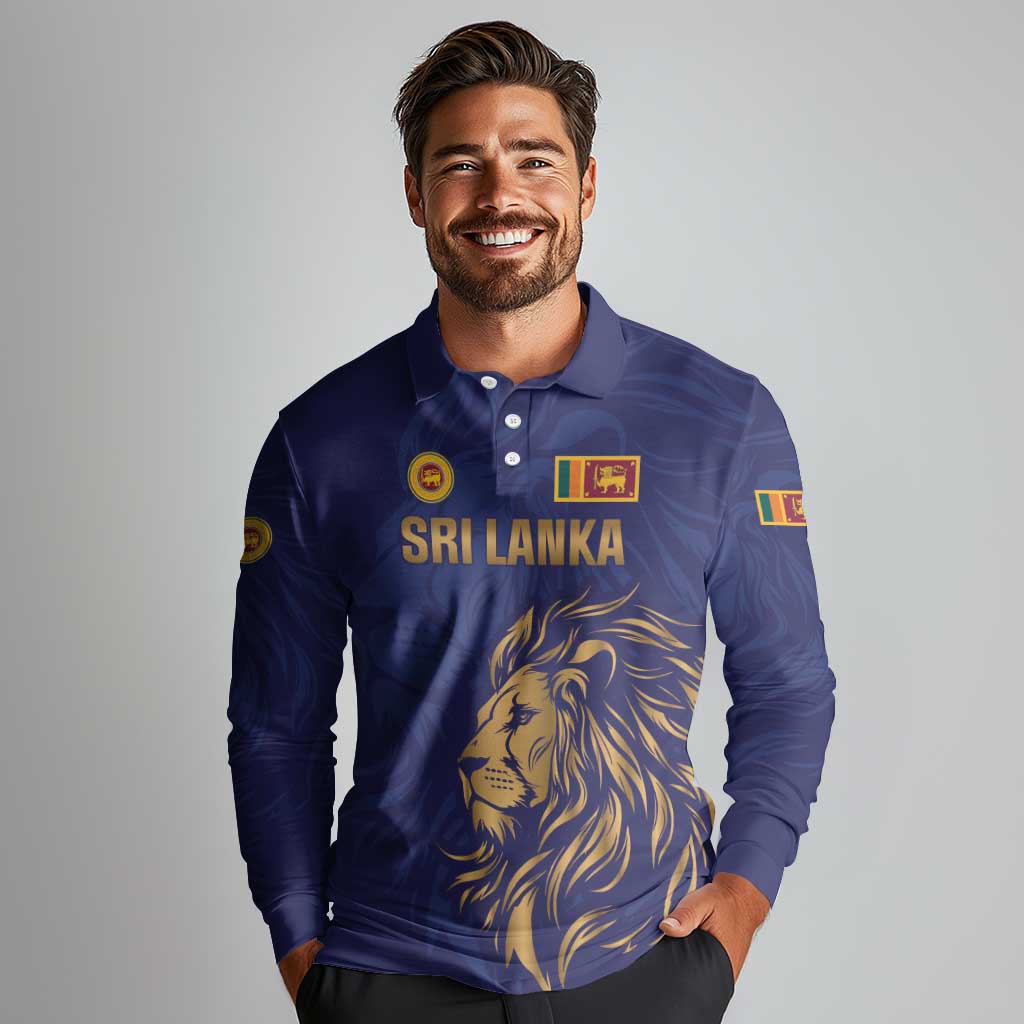 Custom Sri Lanka Cricket Long Sleeve Polo Shirt The Lions Go Champions - Wonder Print Shop